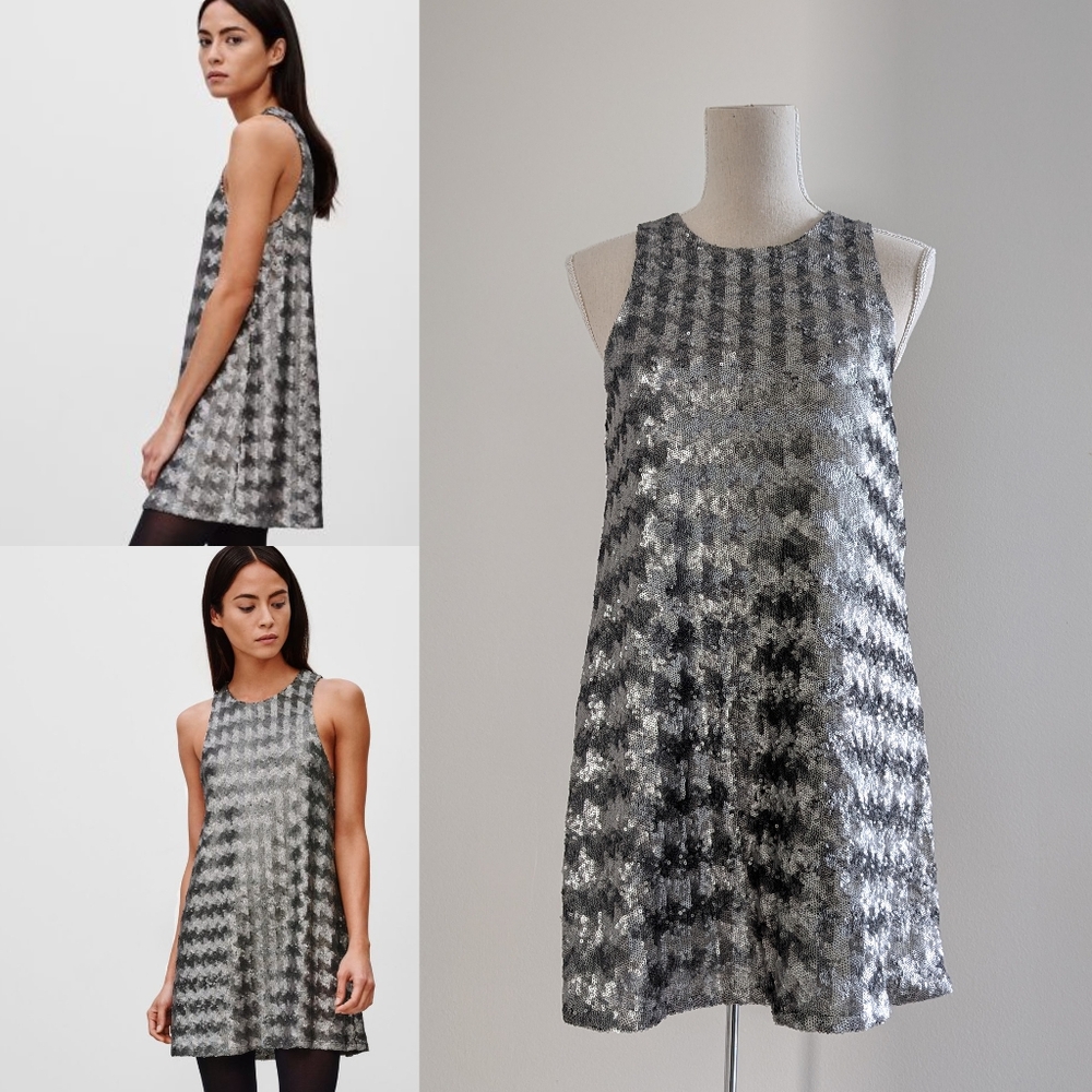 NWT Talula Canterbury Silver Sequin Sleeveless Dress Aritzia